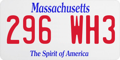 MA license plate 296WH3