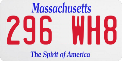 MA license plate 296WH8