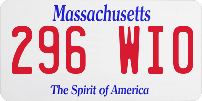 MA license plate 296WI0