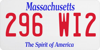 MA license plate 296WI2