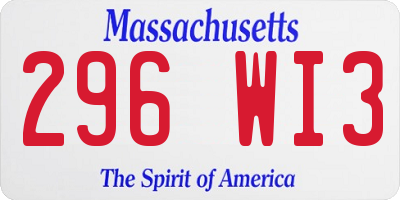 MA license plate 296WI3