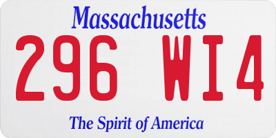 MA license plate 296WI4