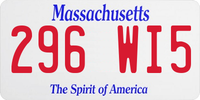 MA license plate 296WI5
