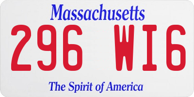 MA license plate 296WI6