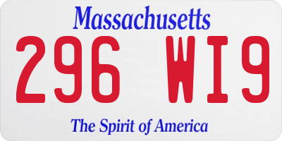 MA license plate 296WI9