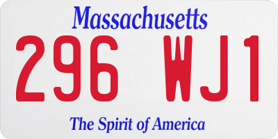 MA license plate 296WJ1