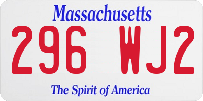 MA license plate 296WJ2