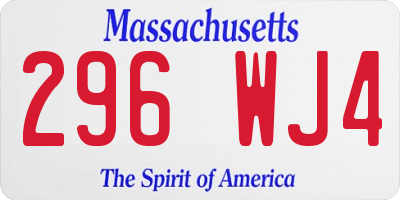 MA license plate 296WJ4