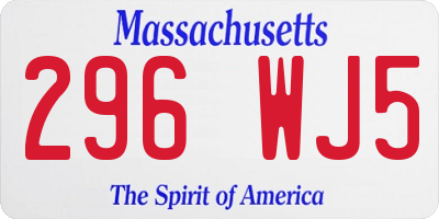 MA license plate 296WJ5