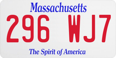 MA license plate 296WJ7
