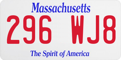 MA license plate 296WJ8