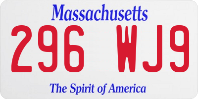 MA license plate 296WJ9