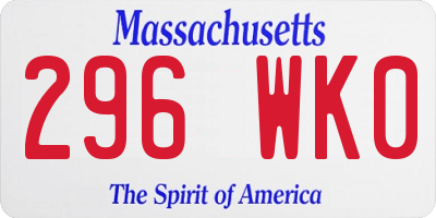 MA license plate 296WK0