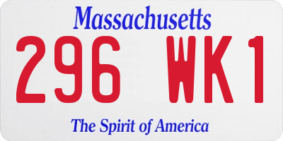 MA license plate 296WK1