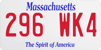 MA license plate 296WK4