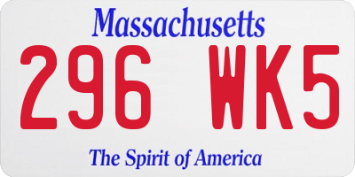 MA license plate 296WK5