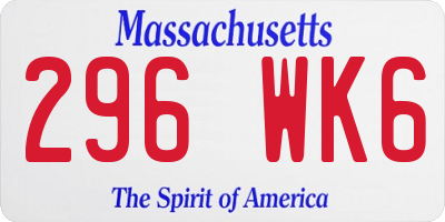 MA license plate 296WK6
