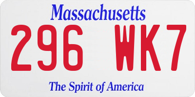 MA license plate 296WK7