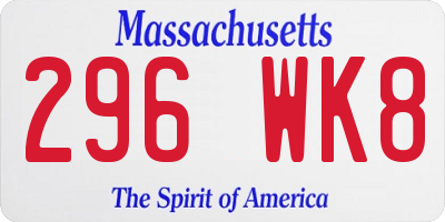 MA license plate 296WK8