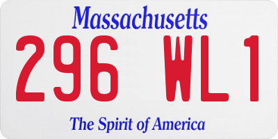 MA license plate 296WL1