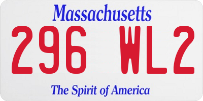 MA license plate 296WL2