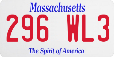MA license plate 296WL3