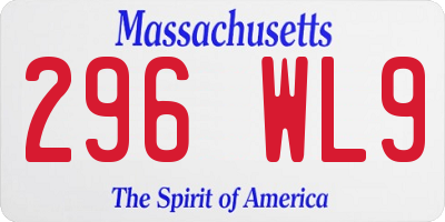 MA license plate 296WL9