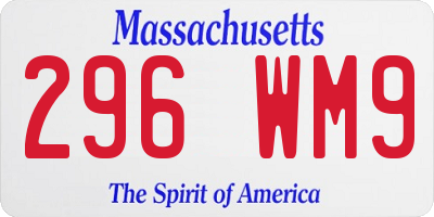 MA license plate 296WM9