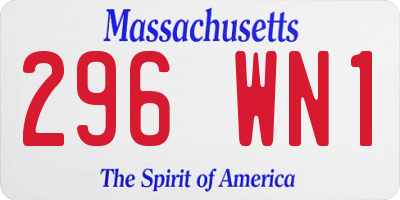 MA license plate 296WN1