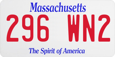 MA license plate 296WN2