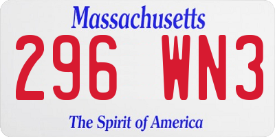 MA license plate 296WN3