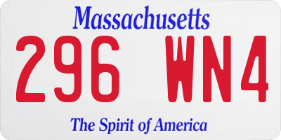 MA license plate 296WN4