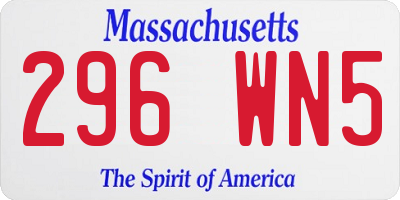 MA license plate 296WN5