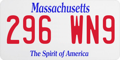 MA license plate 296WN9
