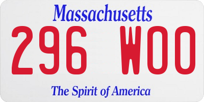 MA license plate 296WO0