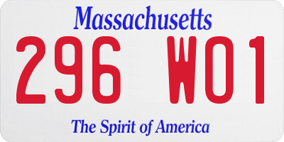 MA license plate 296WO1