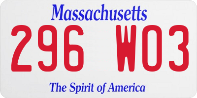 MA license plate 296WO3