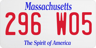 MA license plate 296WO5