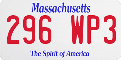 MA license plate 296WP3