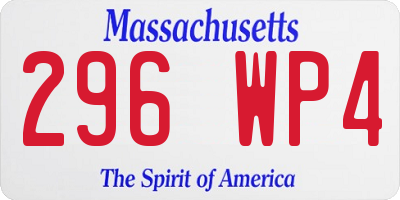 MA license plate 296WP4
