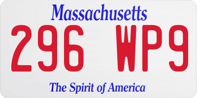 MA license plate 296WP9