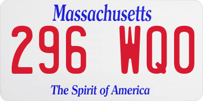 MA license plate 296WQ0