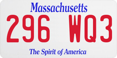 MA license plate 296WQ3