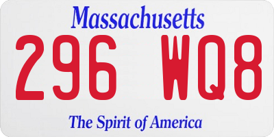 MA license plate 296WQ8