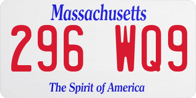 MA license plate 296WQ9