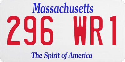MA license plate 296WR1