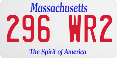 MA license plate 296WR2