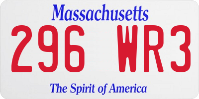 MA license plate 296WR3