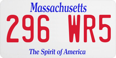 MA license plate 296WR5