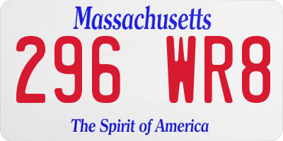 MA license plate 296WR8
